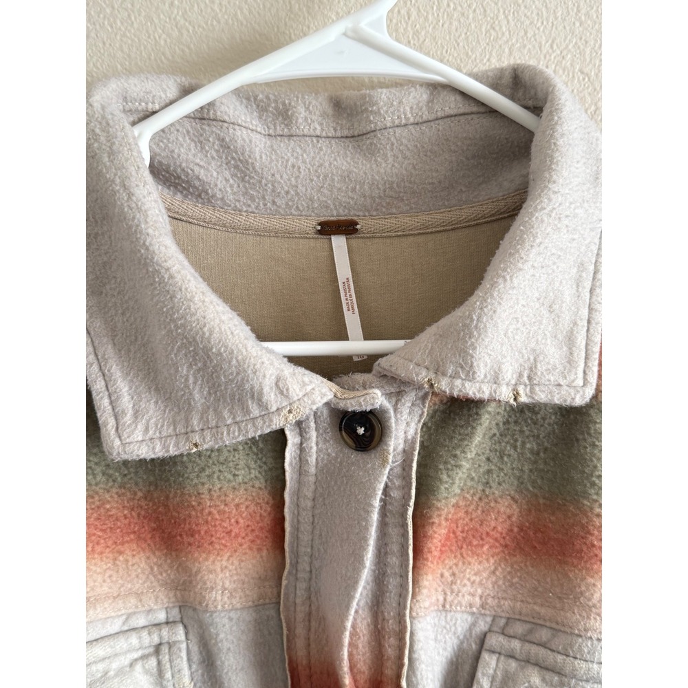 Free People Shacket Plaid Ombre‎ Button Down Oversized Shirt Jacket Women's XL - Picture 5 of 13